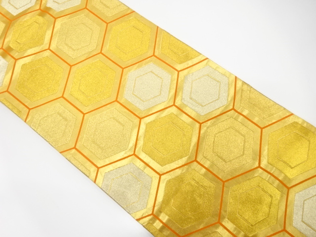 JAPANESE KIMONO / ANTIQUE FUKURO OBI / SILK / WOVEN KIKKO PATTERN